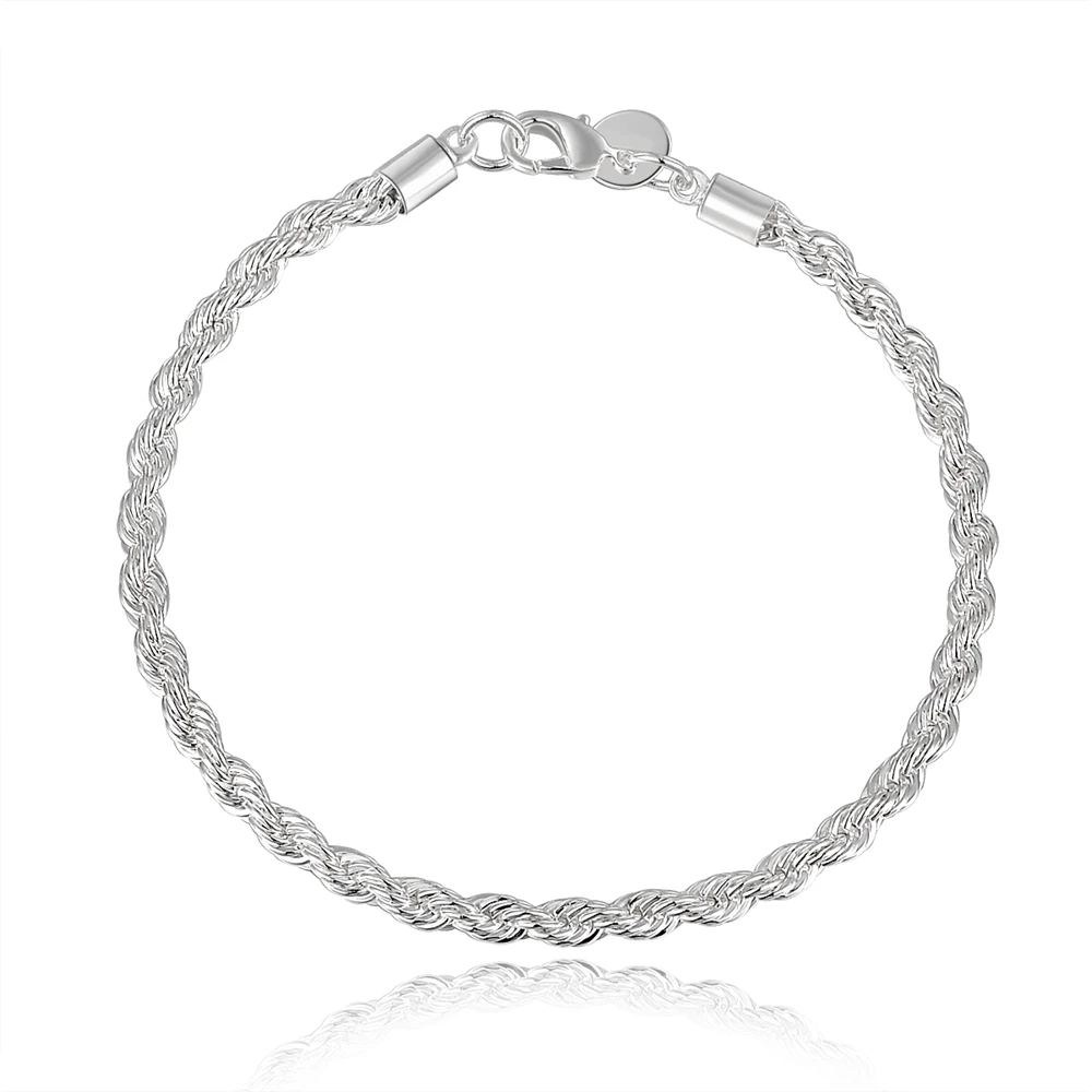 

925 Sterling Silver Chain Exquisite Twisted Bracelet Fashion Charm Chain Women Men Solid Wedding Cute Simple Models Jewelry