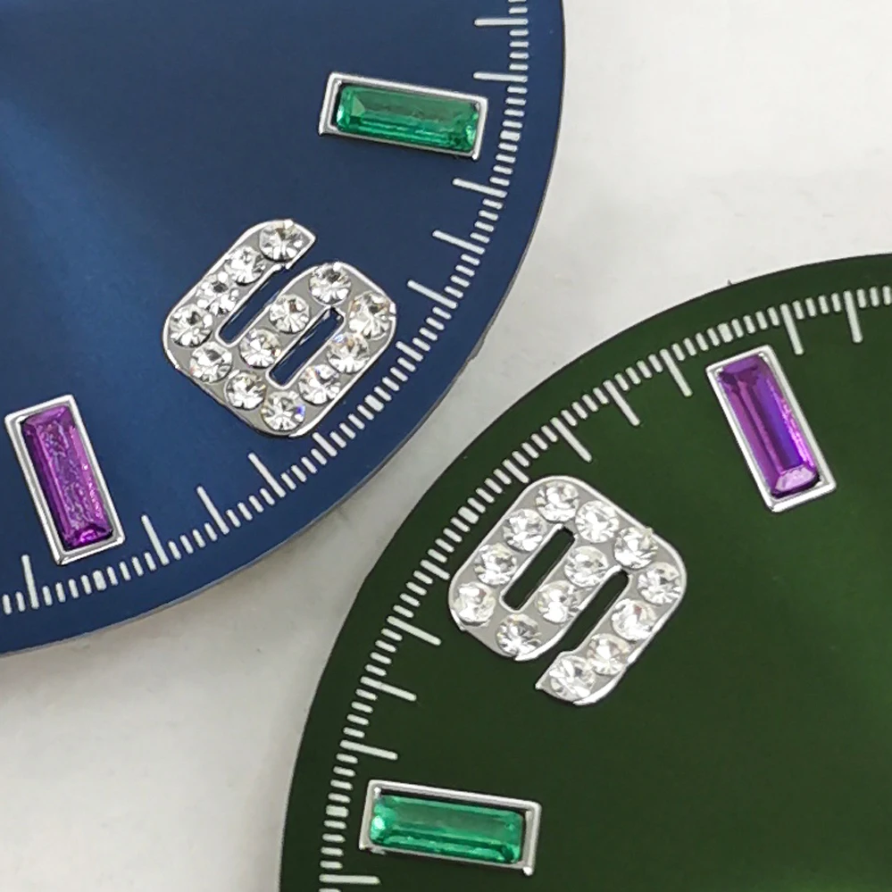 Watch accessories 28.5mm dial sunburst blue rainbow scale for SKX007 Japanese NH35/36/4R/7S movement Date NO logo NH35 case