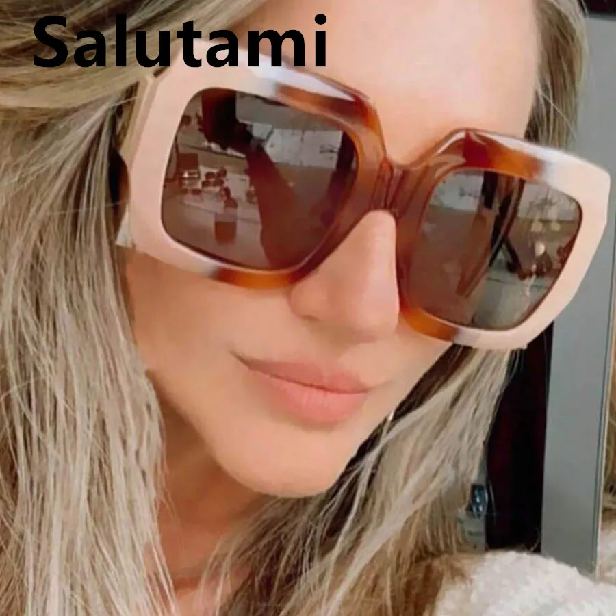 

Vintage Oversized Patchwork Leoaprd Print Square Sunglasses For Women New Fahsion Brand Gradient Uv400 Sun Glasses Female Shades