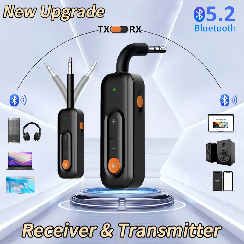 2-в-1 Bluetooth 5,2 передатчик приемник AUX Bluetooth аудио передатчик Портативный Мини 3,5 мм без потерь стерео беспроводной адаптер Новый