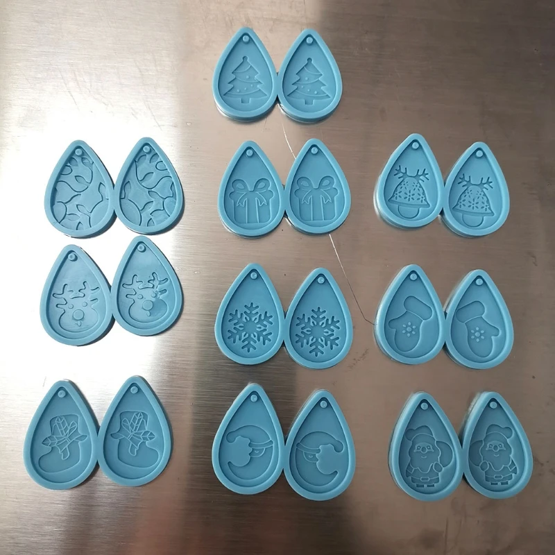 

Q81D 10 Pcs Christmas Drop Earrings Epoxy Resin Mold Jewelry Pendants Silicone Mould