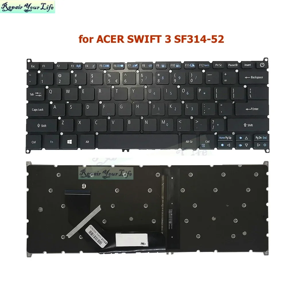 Английская клавиатура с подсветкой для Acer Aspire S13 S5-371 S5-371T Swift SF113-31 SF314-52G 53G SF314-55G