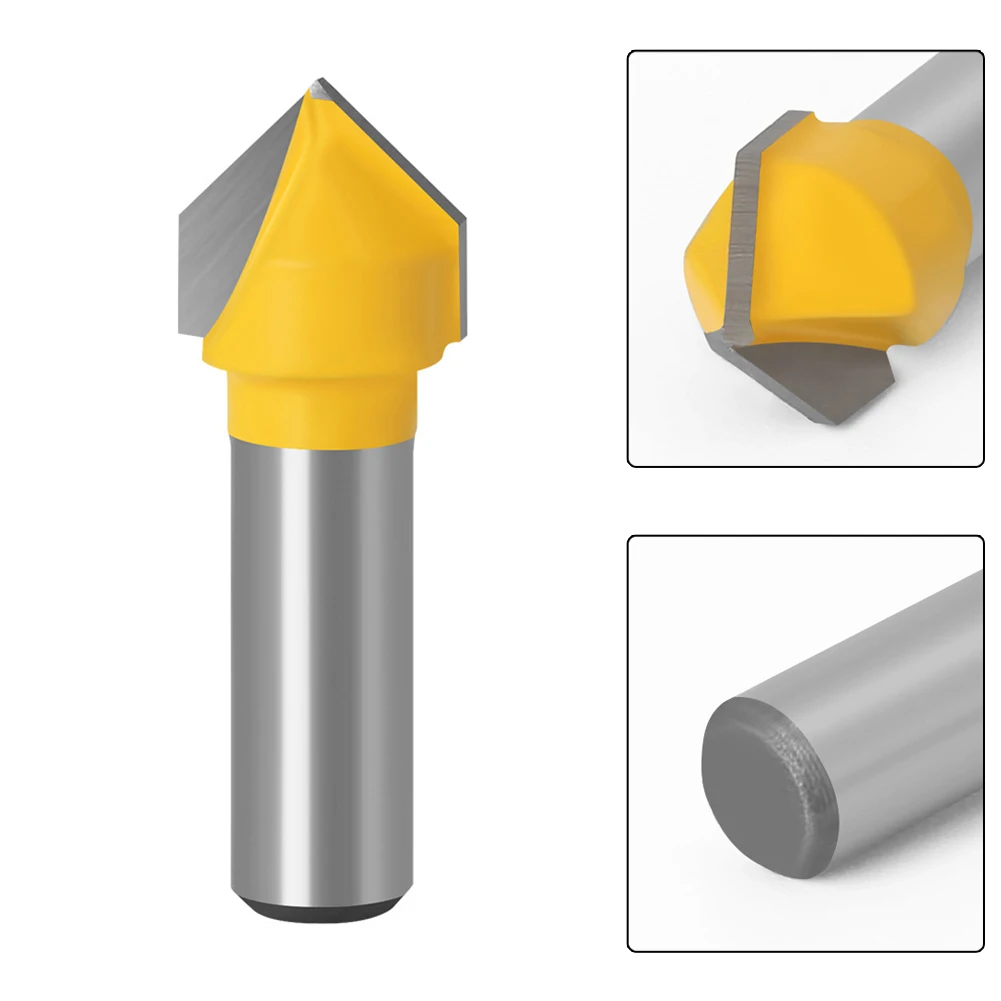 

1pc Milling Cutter Router Bit 8mm Shank 90 Degree V-shaped For Acrylic MDF PVC Engraving Chamfering Cutting Woodworking Tools
