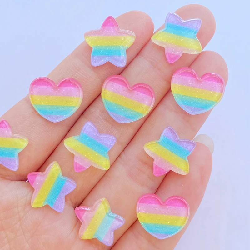 

20Pcs New Mini Cute Shiny Love Heart/Stars Flat back Acrylic Cabochons Scrapbooking DIY Jewelry Craft Decoration Accessories