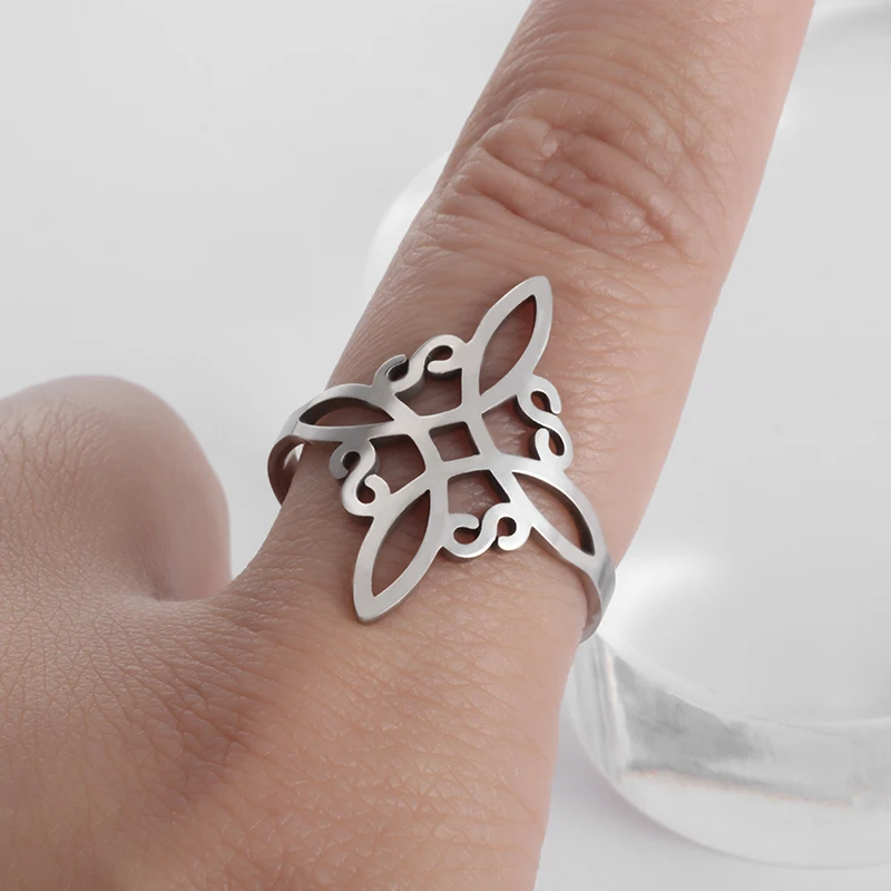 

Silver Supernatural Ring Women Witch Knot Stainless Steel Ring Witchcraft Celtic Knot Witchcraft Amulet Jewelry Gift