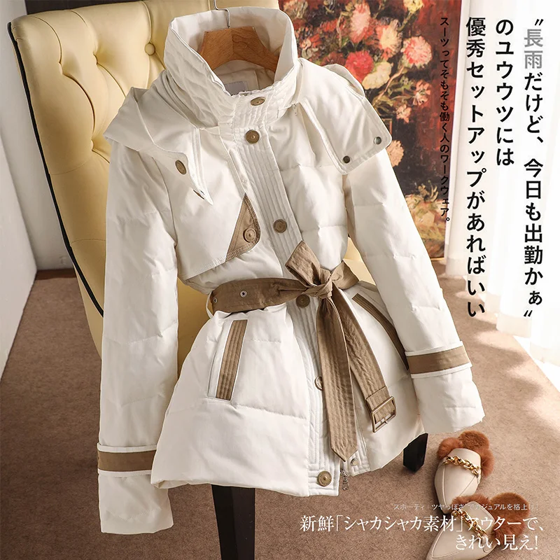 Top Fashion Design Coat Women Removable Hooded Casacos De Inverno Feminino 2022 Thin Adjustable Waist Thin Casaco Feminino