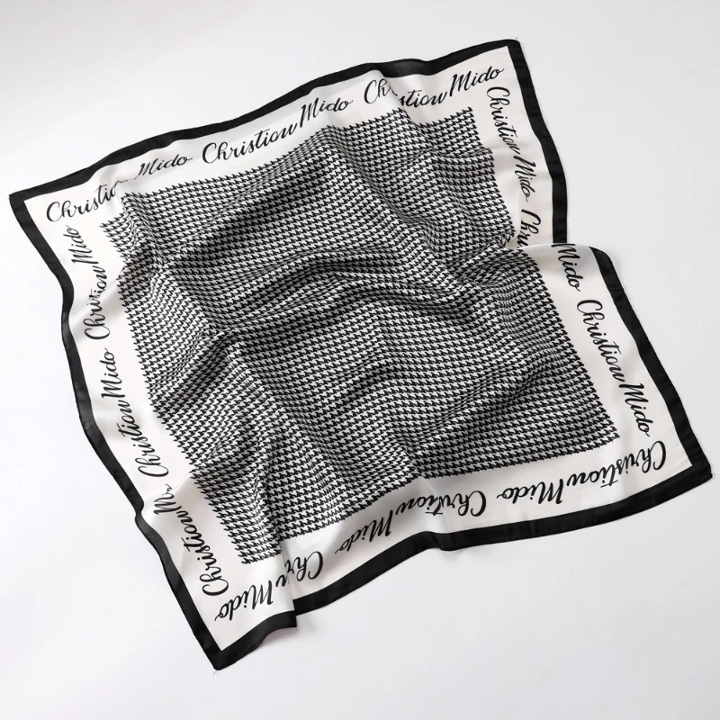 

70 Small Square Scarf Silk Scarf Vintage Three-dimensional Letter Printed Silk Scarf Women's New Professional Scarf Satin Scarf