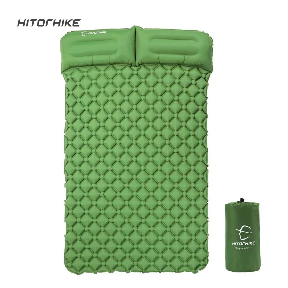 Hitorhike innovative sleeping pad fast filling air bag camping mat inflatable mattress with pillow life rescue 1.2kg cushion pad