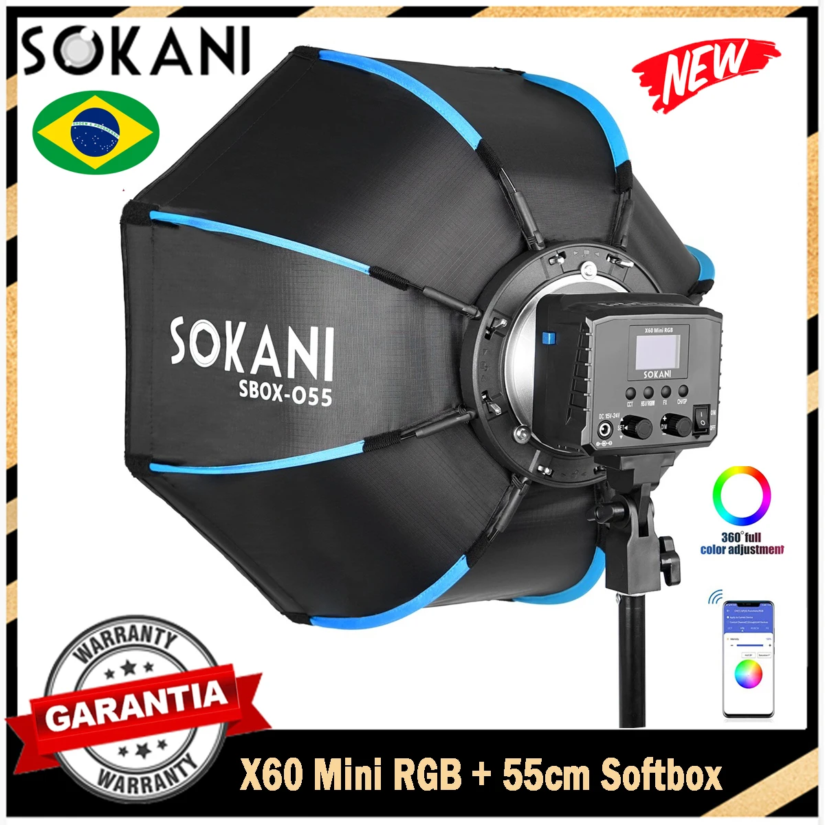 Sokani X60 RGB мини светодиодная лампа с софтбоксом