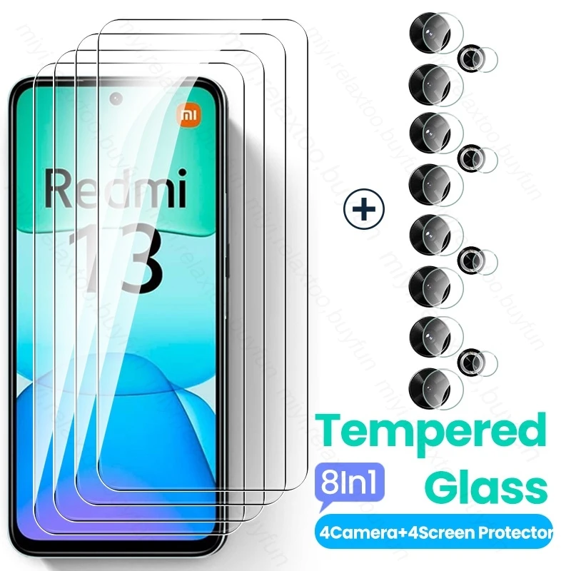 Redmy 13 4G стекло 8 в 1 HD защита для объектива камеры закаленное Xiaomi Redmi защитное на