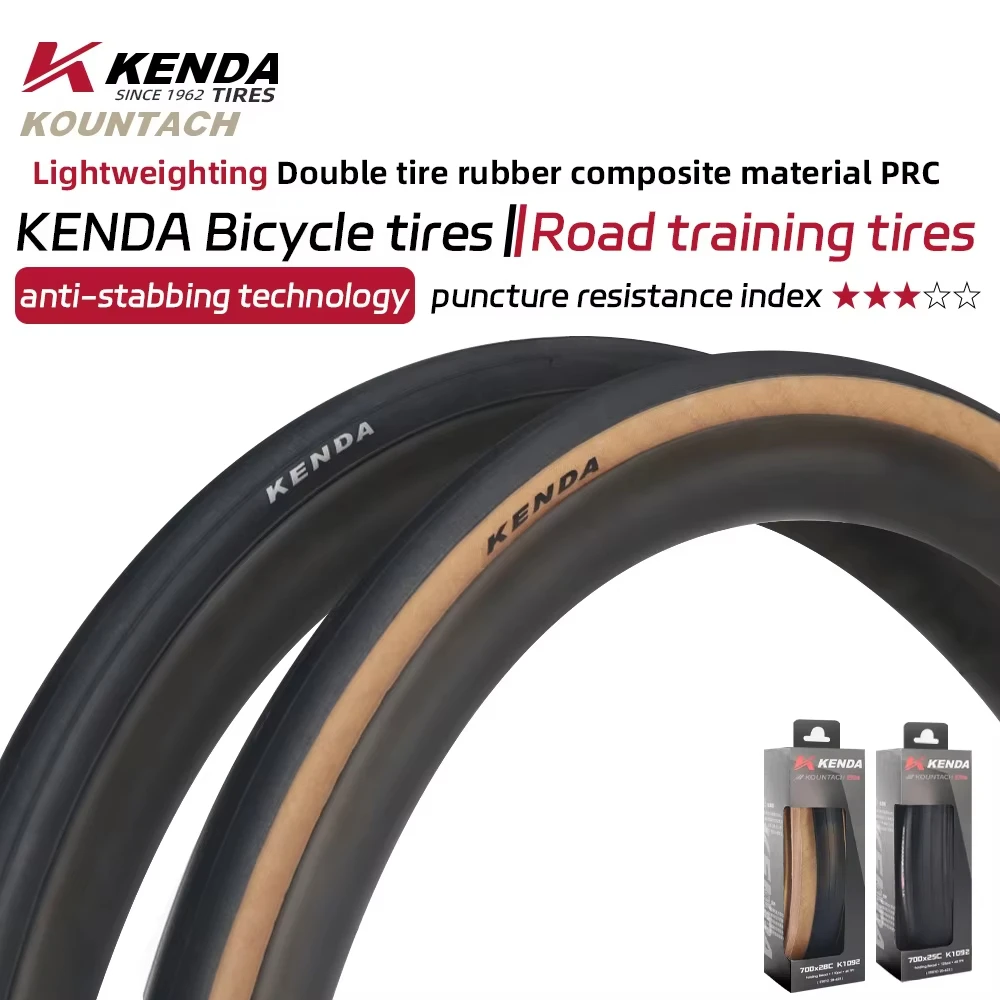 Фото Велосипедная покрышка Kenda K1092 для шоссейных велосипедов, устойчивая к проколам и скольжению, ультралегкая, складная, 700x25c/28c, Kountach Elite №2