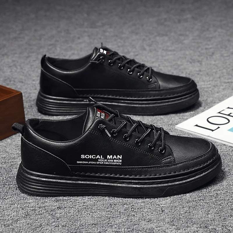 Кроссовки мужские из натуральной кожи Вулканизированная подошва теннисные