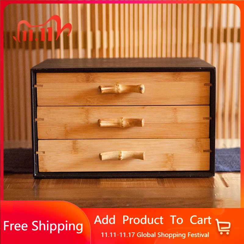

Wooden Medicine Storage Box Wood Desktop Tea Box Drawer Organizer Jewelry Box Cabinet Pantry Cosas Para El Hogar Kitchen HX50ST