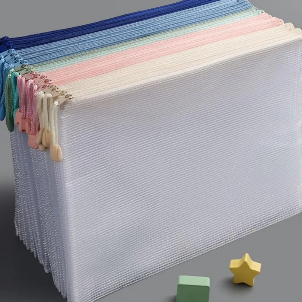 

Креативная папка для файлов А4, 5 шт., бумажная Сетчатая Сумка для студентов, многоразовый органайзер для файлов на молнии, застежка-молния для школы