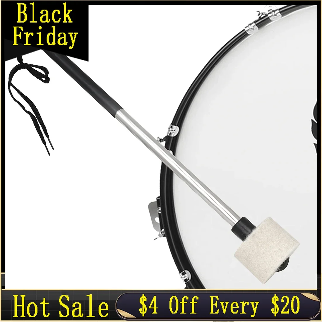 

Bass Drum Drumsticks High Density Felt Drumheads 35CM Bass Drum Stainless steel Drum Hammers Percussion Instruments Accessories