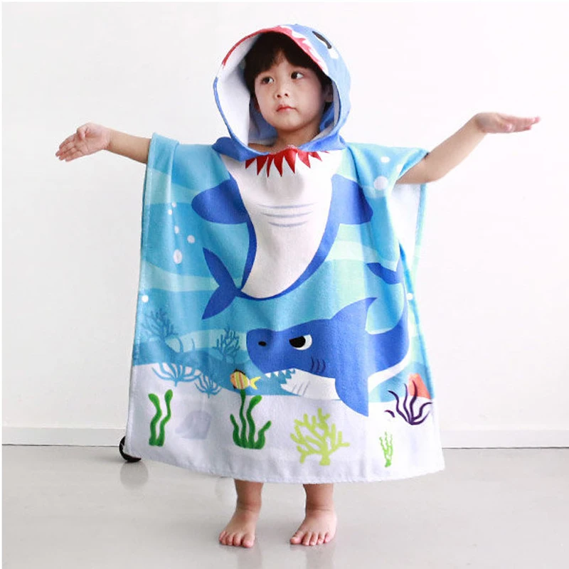 

Newborn Wrap Blanket Baby Bath Towel Robe Cartoon Child Kid Hooded Cloak Cotton Boy Girl Beach Robe Shark Cape Infant Bathrobe
