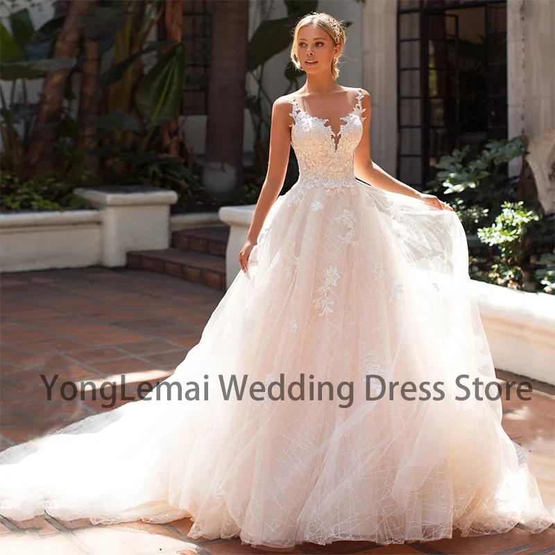 

Женское свадебное платье It's yiiya, белое кружевное платье с глубоким круглым вырезом и аппликацией на лето 2023