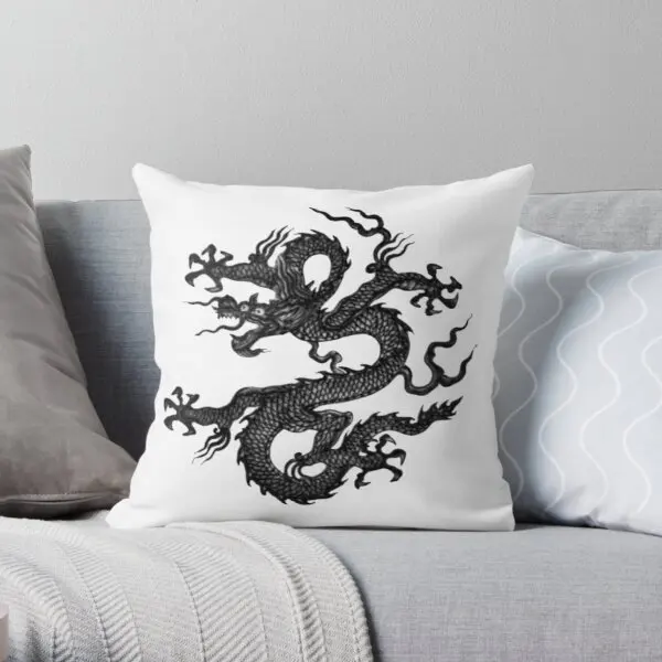 

Black Dragon Printing Throw Pillow Cover Sofa Fashion Bed Soft Bedroom Hotel Car Comfort Office Decorative Pillows not include