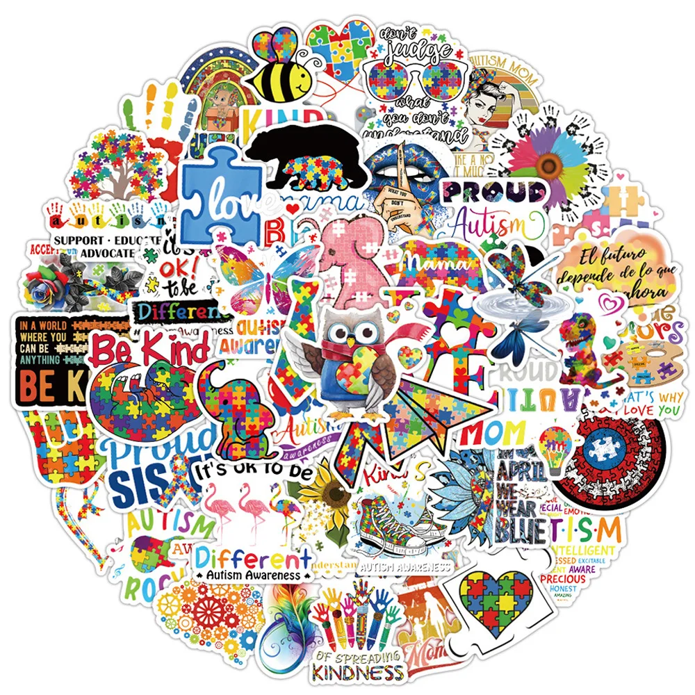 

10/30/50pcs Cartoon Autism Stickers Autism Awareness Decal Laptop Diary Guitar Skateboard Phone Bike Graffiti Sticker Kids Toy