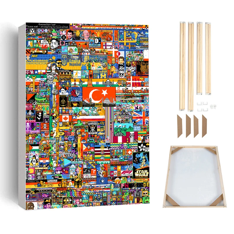 Reddit R Place Game постер печать на холсте абстрактный город смесь мозаика-головоломка