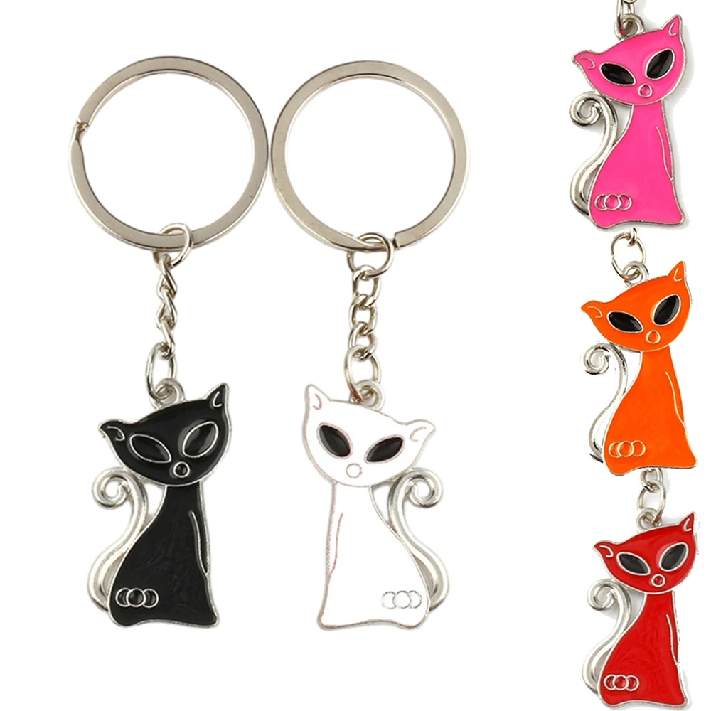 

Cute Fox Keychain Enamel Cartoon Animal Key Ring Fashion Metal Car Keyholder Couple Cat Key Chains Valentine's Day Gifts