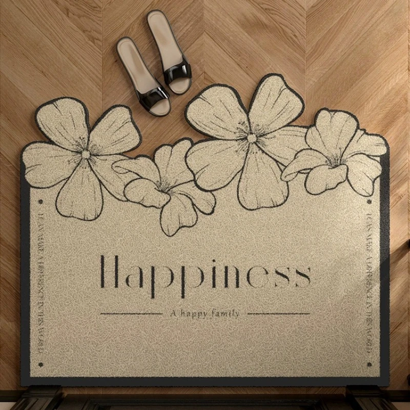 

Mat Cuttable Black Flower Silk Circle Floor Mat Rubbing The Dirt Carpet Outside The Hallway Door French Retro Foot Mat
