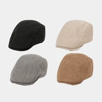 men women berets 2022 spring summer linen breathable newsboy beret hat retro flat cap men hats peaked painter caps