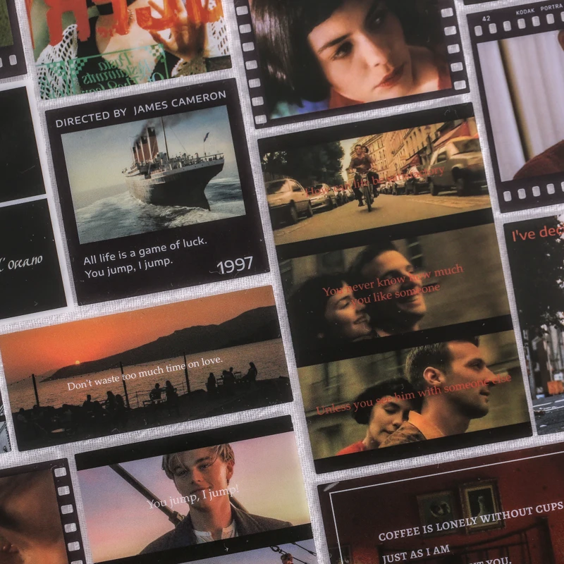 

30Sheets Vintage Romantic Love Movie Clips Stickers PVC Decor Car Phone Laptop Labels Scrapbooking Diary Aesthetic Art Supplies