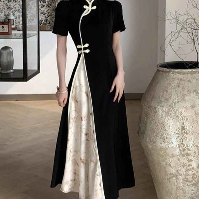 Женское длинное платье в китайском стиле элегантное облегающее Чонсам с