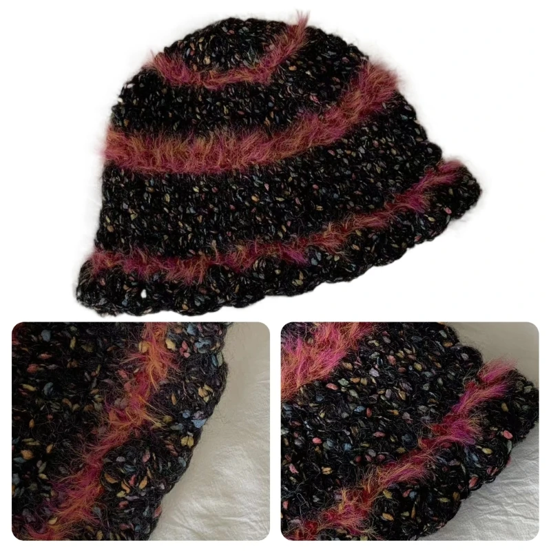 

Женские вязаные шапочки, вязаные панамы, клоши ручной работы, вязаные крючком шапки, шапка для рыбалки, полосатая вязаная шапка