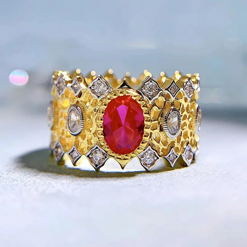 

S925 Sterling Silver European and American Ins Style Lace High Grade Ring Vintage Style Ring Women's Wedding Jewelry