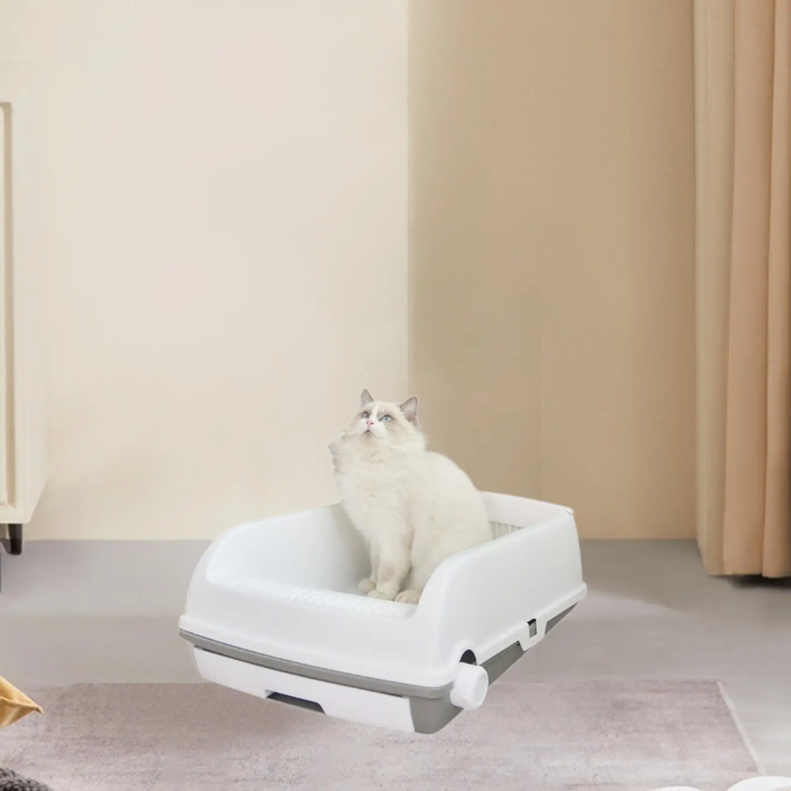 Open Litter Box Drawer Type Kitty Pan Portable Bedpan Cat Toilet Sandbox Semi Enclosed for Hamster Small Pets