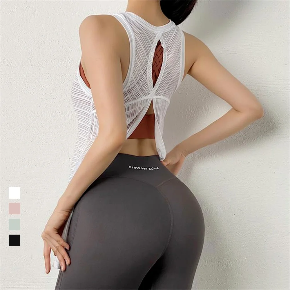 

Весна-лето 2021, Быстросохнущий сетчатый Свободный жилет для фитнеса, женская спортивная блузка, дышащая блузка для бега и йоги с разрезом