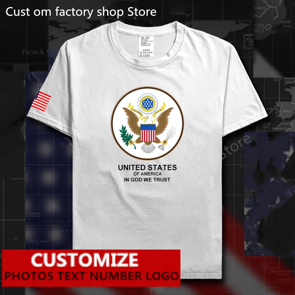 

United States of America USA T shirt Free Custom Jersey DIY Name Number LOGO 100% Cotton T-shirts Men Women Loose Casual T-shirt
