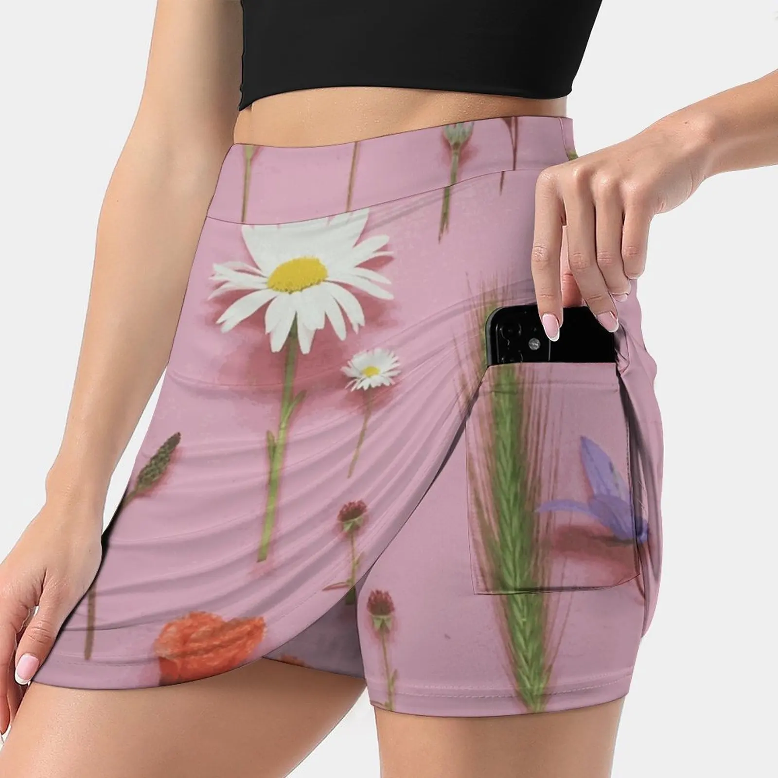 

Wild Flowers Women's skirt Mini Skirts A Line Skirt With Hide Pocket Still Life Wild Flowers Floral Spring Flowers Nature
