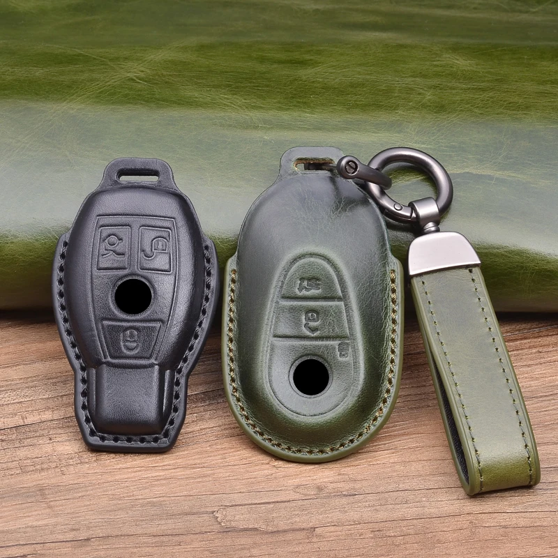

Чехол для автомобильного ключа из натуральной кожи, защитный чехол для Mercedes Benz E C G M R S Class W204 W212 W176 GLC CLA GLA AMG, автомобильные аксессуары