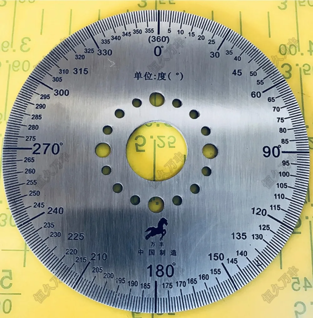 

Diameter:100mm inner hole:20mm thickness:2mm 360 degree dial plate Stainless steel disc