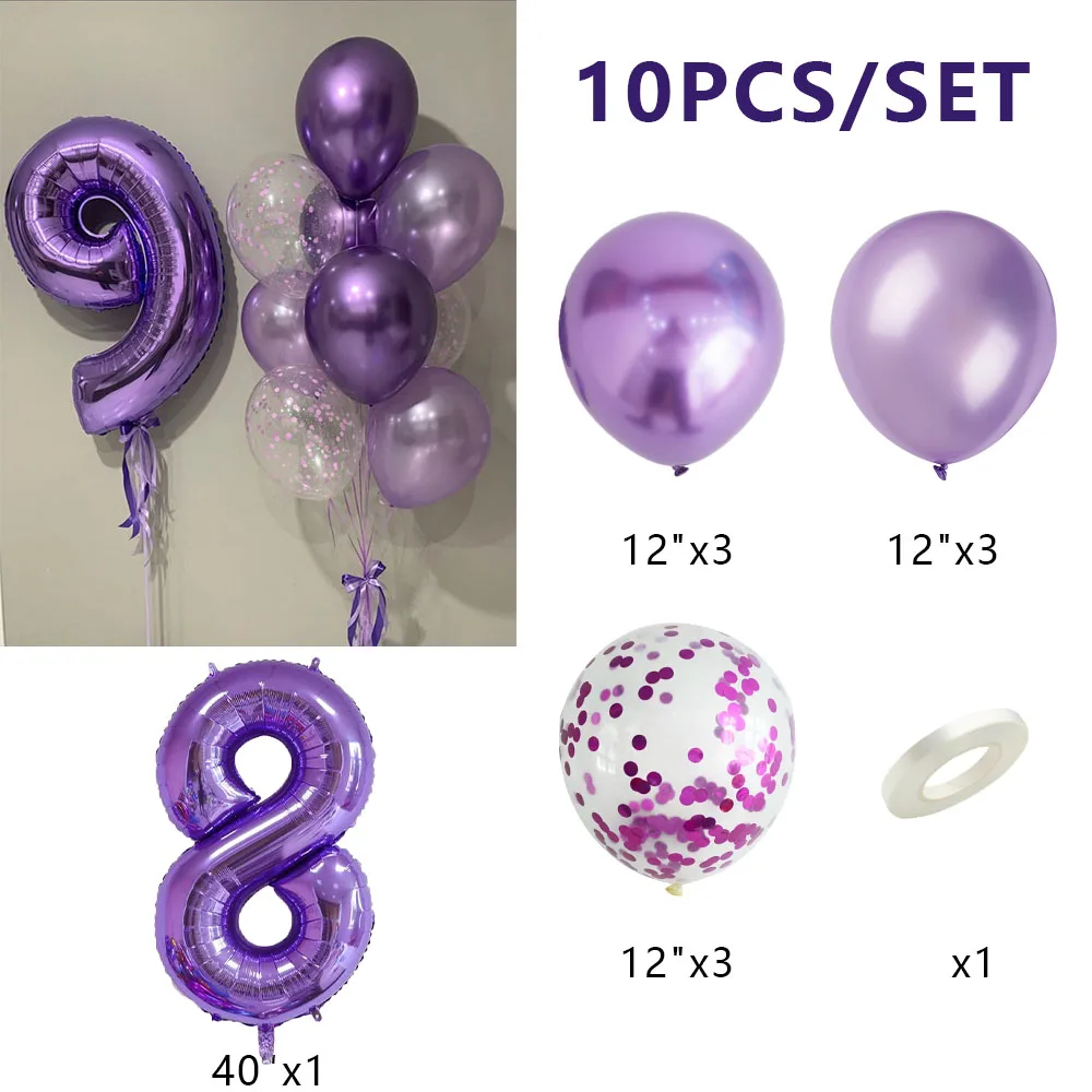 

Набор из 10 латексных шаров с цифрами, Popdropparty