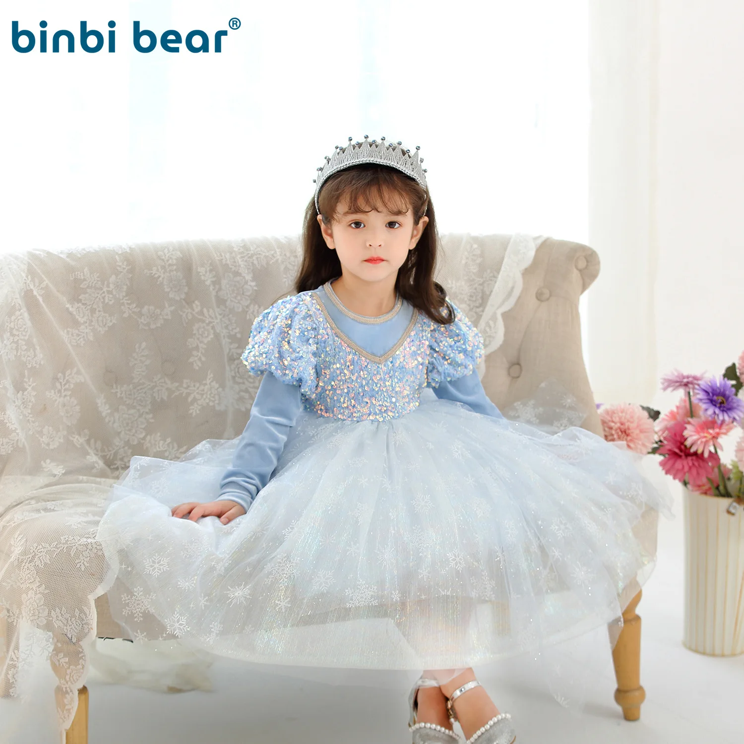 

Girls Spring Autumn Dress Star Sequin Princess Dress Girls Long Sleeve Party Kids Clothing Evening Dresses Dress for Girls 7-12
