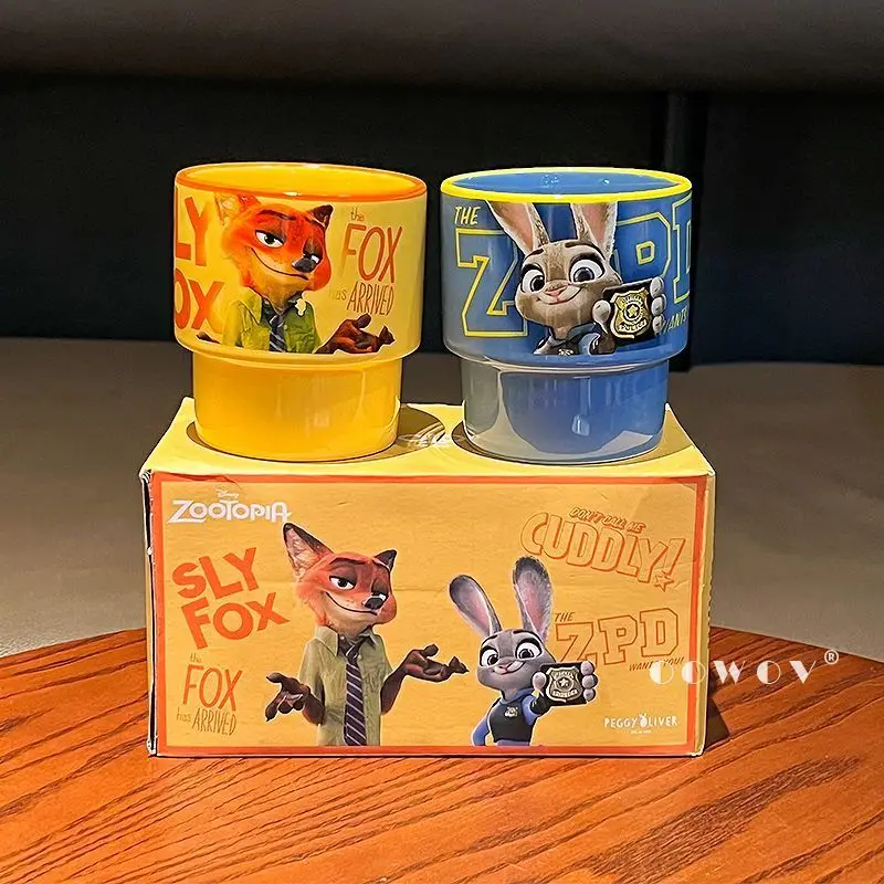 Фото Кружка Zootopia с Ником и Джуди, новый стиль, красивая кофейная чашка, керамическая парная кружка для воды, подарок на день рождения, милая, кавайная, очаровательная, красивая. №5