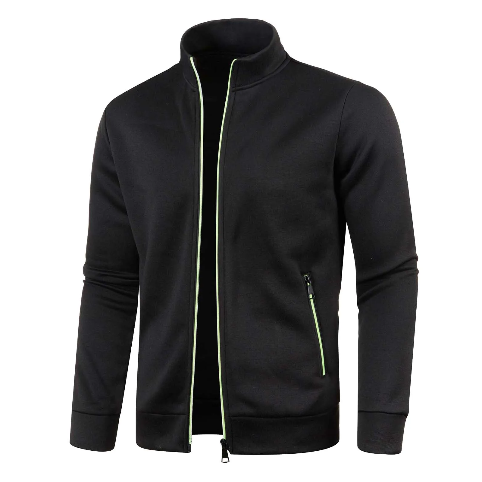 

New Men's No Hoodies Sweatshirt Zipper Stand Collar Pullover Men Sweatshirts Solid Long Sleeve Fashion Top Sweatshirt Coats