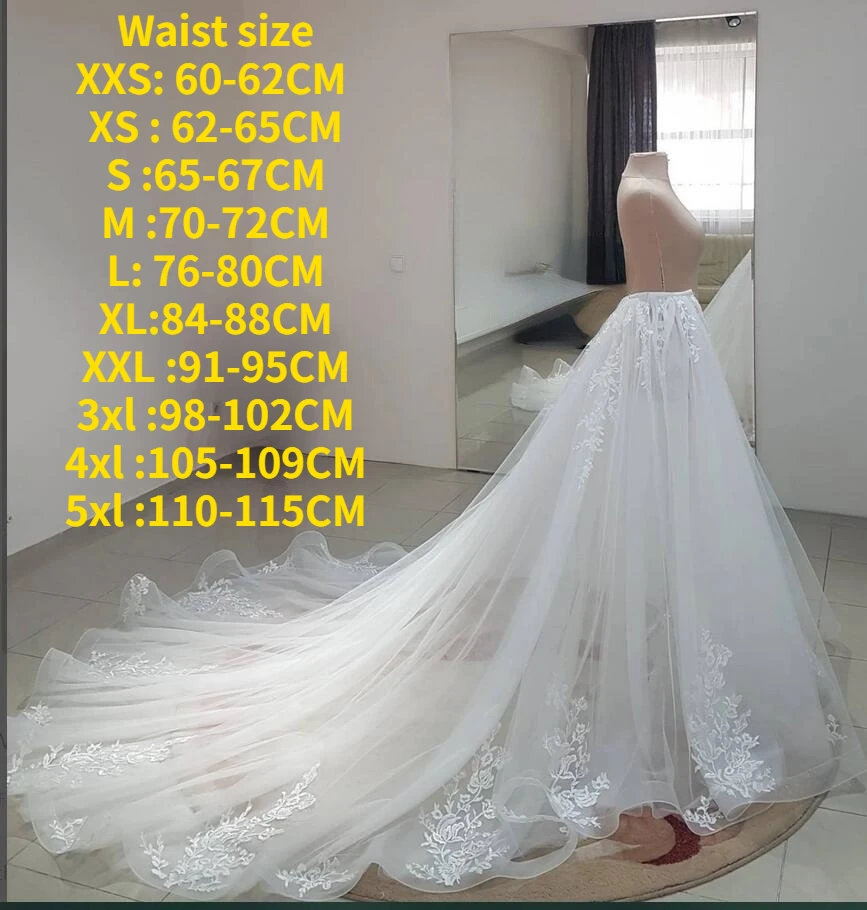 Detachable skirt wedding overskirt, tulle wedding train decorated lace Detachable wedding overskirt custom size