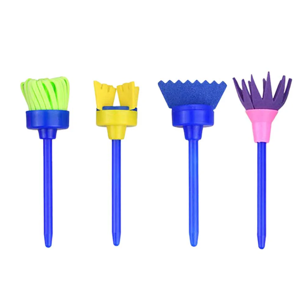 

4Pcs DIY Sponge Painting Rollers Brayers Kids Painting Rolls Brushes Set Painters Artists Drawing Tools