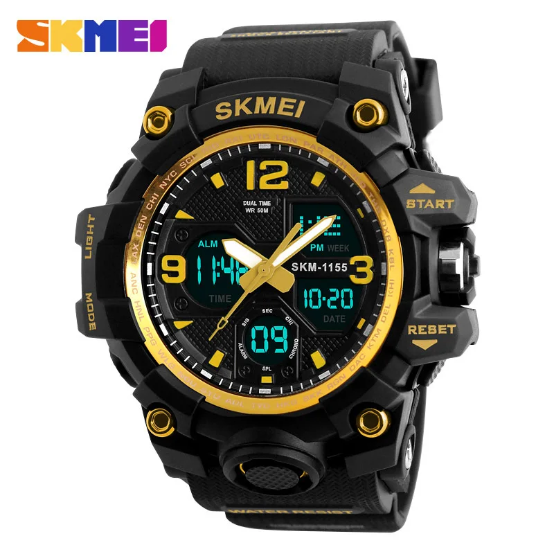 

SKMEI Men Sports Watches Big Dial Quartz Digital Watch For Men Luxury Brand LED Military Waterproof Men Wristwatches New S Shock