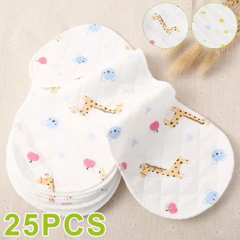 

25Pcs Reusable Infant Nappy Inserts Washable Cloth Diapers Soft Peanut Shaped 3-Layer Baby Nappy Breath Diaper
