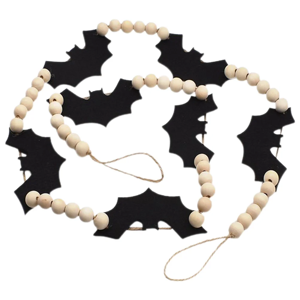 

Beaded Bat Tag Wood Beads Garland Wooden Hanging Ornament Halloween Farmhouse Decoration Fringe Trim