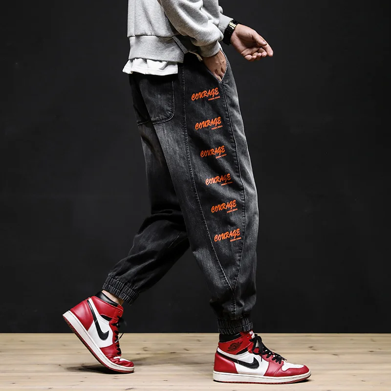 

Wholesale 2022 Men's Jeans Loose Wild Japanese Large Size 3XL Casual Trousers Korean Student Tooling Teenagers Cropped Trousers