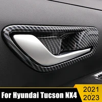 abs carbon fiber car inner door bowl case frame trim cover stickers decoration accessories for hyundai tucson nx4 2021 2022 2023