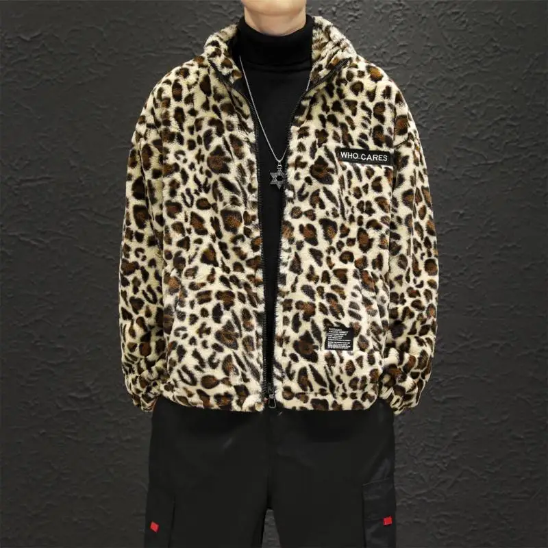 Leopard Winter Men's Jackets 2024 Parka Man Coats Windbreaker Japanese Retro Men Clothes Big Size 5XL