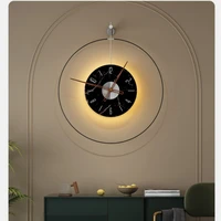metal wall clock with light modern minimalist round wall clock pointer digital creative adjustable wallclock wrought iron zegar